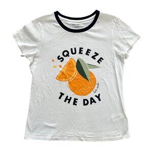 Kate Spade Womens Squeeze The Day White Tee Shirt Size S Cotton New